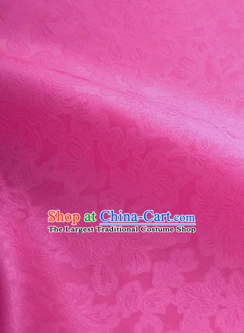 Traditional Korean Fashion Magenta Gauze Drapery Hanbok Material Asian Korea Classical Flowers Pattern Silk Fabric