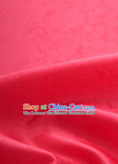 Traditional Korean Fashion Red Gauze Drapery Hanbok Material Asian Korea Classical Flowers Pattern Silk Fabric