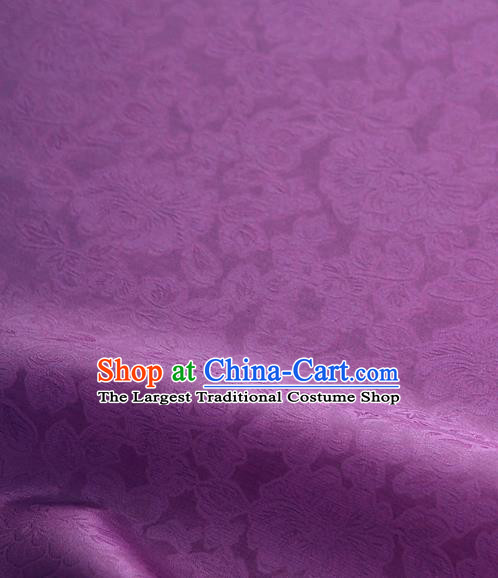 Traditional Korean Fashion Deep Purple Gauze Drapery Hanbok Material Asian Korea Classical Flowers Pattern Silk Fabric