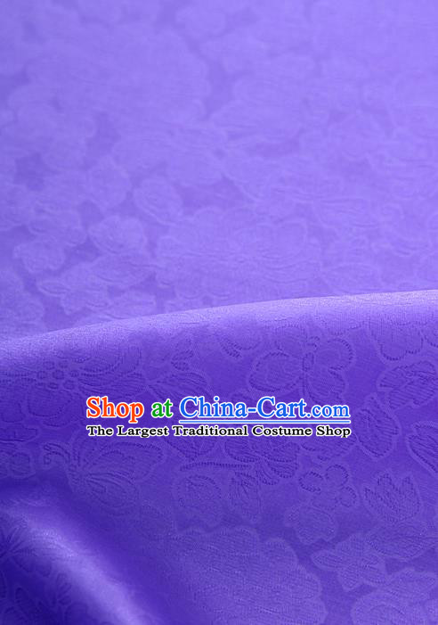 Traditional Korean Fashion Purple Gauze Drapery Hanbok Material Asian Korea Classical Flowers Pattern Silk Fabric