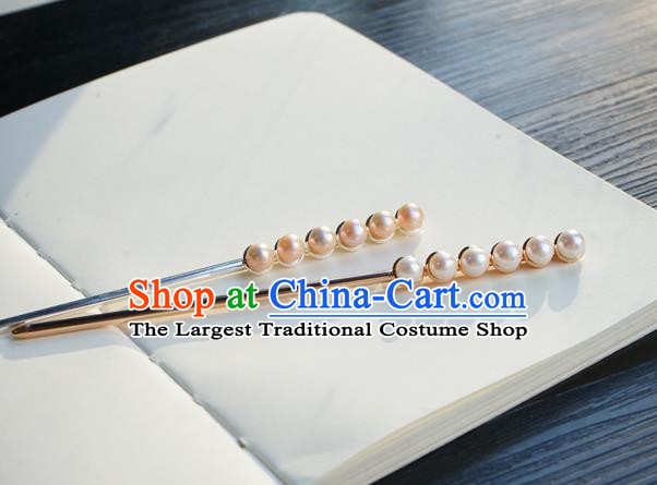 Chinese Classical Ming Dynasty Hair Clip Hair Accessories Handmade Ancient Hanfu Pearls Hairpin for Women