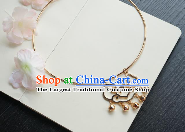 Chinese Handmade Hanfu Golden Cloud Necklace Classical Jewelry Accessories Ancient Princess Bells Tassel Necklet for Women