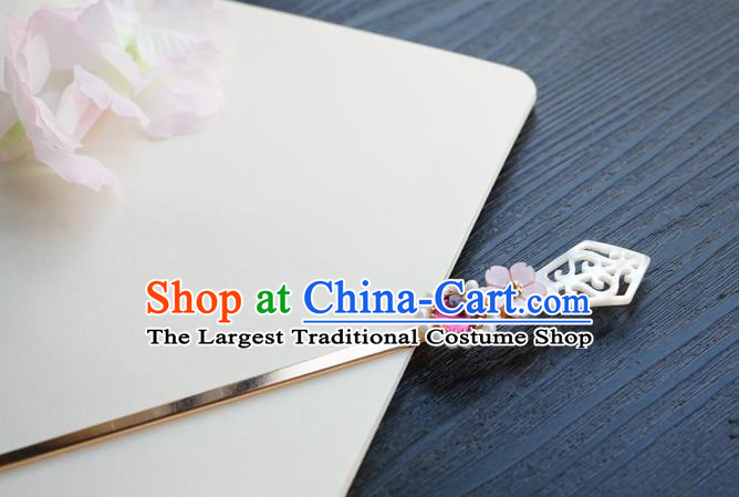 Chinese Classical Shell Hair Clip Hair Accessories Handmade Ancient Hanfu Rosy Crystal Hairpin for Women