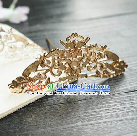 Chinese Classical Golden Hair Crown Hair Accessories Handmade Ancient Tang Dynasty Court Hairpin for Women