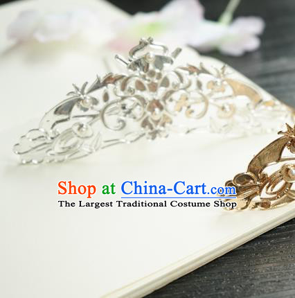 Chinese Classical Argent Hair Crown Hair Accessories Handmade Ancient Tang Dynasty Court Hairpin for Women