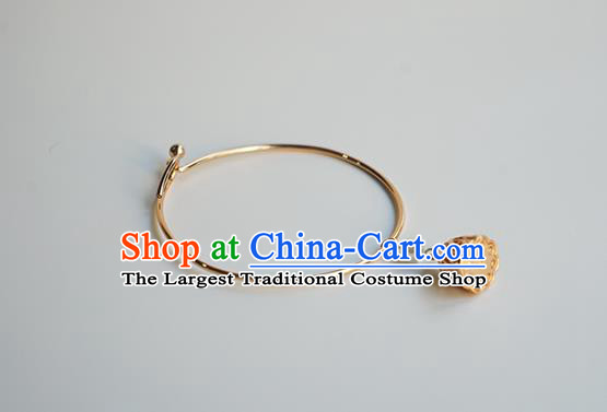 Chinese Classical Lotus Seedpod Bracelet Jewelry Accessories Ancient Hanfu Golden Bangle