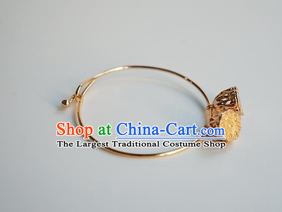 Chinese Classical Lotus Seedpod Bracelet Jewelry Accessories Ancient Hanfu Golden Bangle