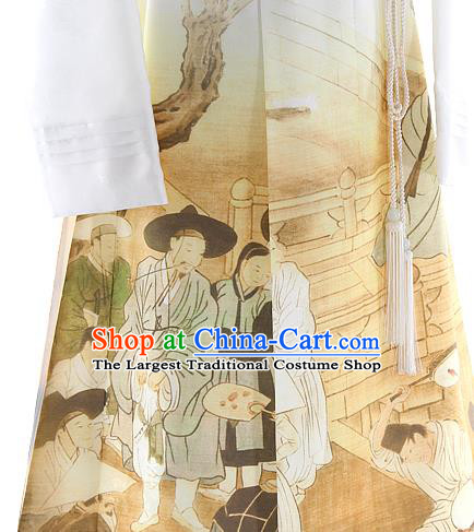 Asian Korea Court Men Gown and Pants Korean Wedding Fashion Traditional Hanbok Apparels Bridegroom Costumes