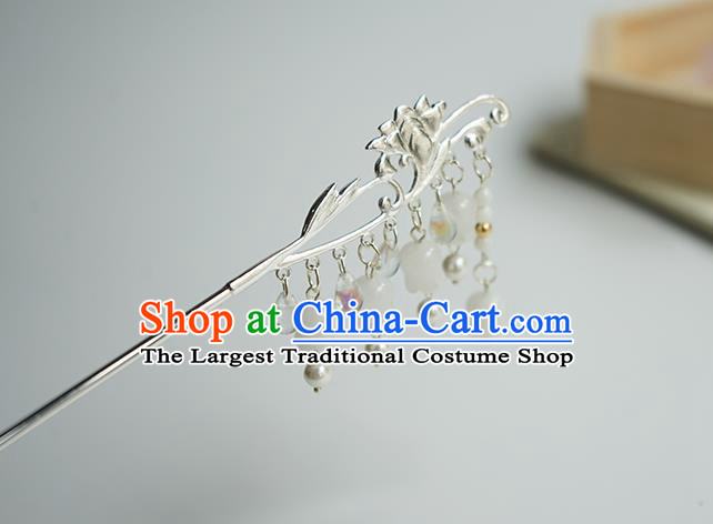 Chinese Hanfu Classical Orchid Hair Accessories Handmade Ancient Princess Argent Hairpins for Women