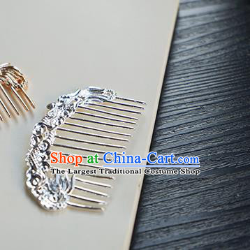 Chinese Classical Hanfu Argent Dragon Hair Comb Hair Accessories Handmade Ancient Tang Dynasty Hairpin for Women