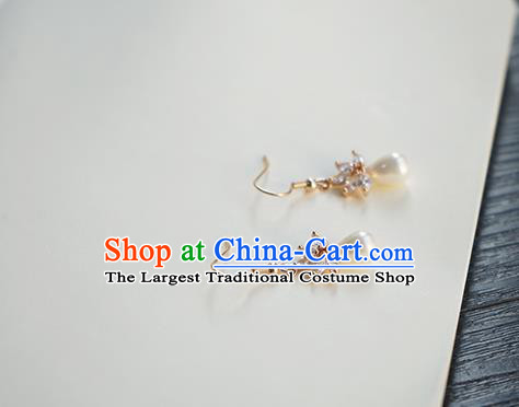 Handmade Chinese Crystal Ear Accessories Ancient Women Hanfu Classical Pearl Earrings