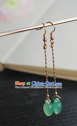 Handmade Chinese Cheongsam Ear Accessories Ancient Women Hanfu Classical Green Earrings