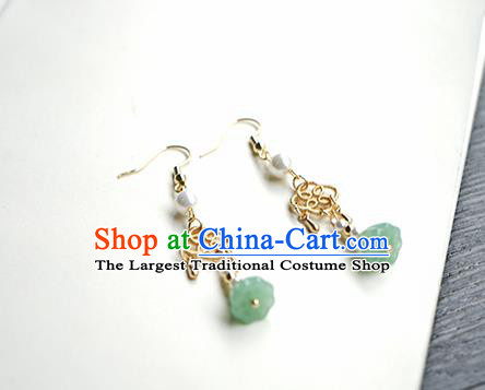 Handmade Chinese Green Lotus Seedpod Ear Accessories Ancient Women Hanfu Classical Cheongsam Earrings