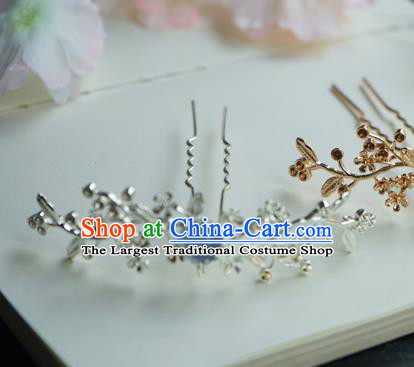 Chinese Classical Argent Plum Blossom Hair Clip Hair Accessories Handmade Ancient Jin Dynasty Hanfu Hairpin for Women