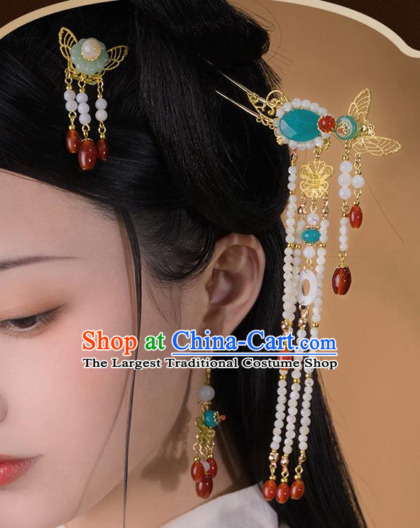 Chinese Classical Ming Dynasty Princess Tassel Hair Clips Hair Accessories Handmade Ancient Court Hanfu Hairpins for Women