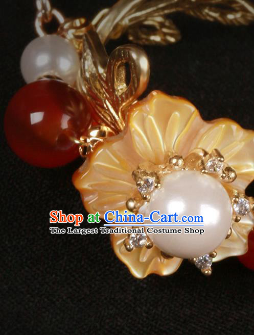 Chinese Handmade Red Beads Bracelet Classical Jewelry Accessories Hanfu Golden Bells Tassel Bangle for Women