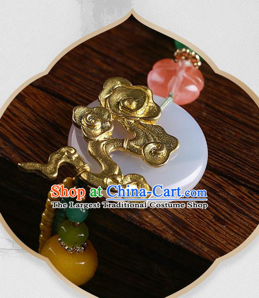 Chinese Classical Hanfu Green Tassel Waist Accessories Ancient Princess Jade Belt Pendant