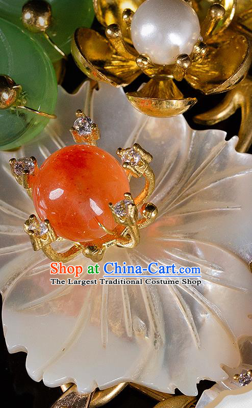 Chinese Classical Hanfu Shell Flowers Tassel Waist Accessories Ancient Princess Belt Pendant