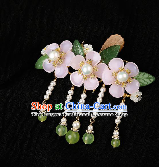 Chinese Classical Song Dynasty Beads Tassel Hair Claw Hanfu Hair Accessories Handmade Ancient Princess Flowers Hairpins for Women
