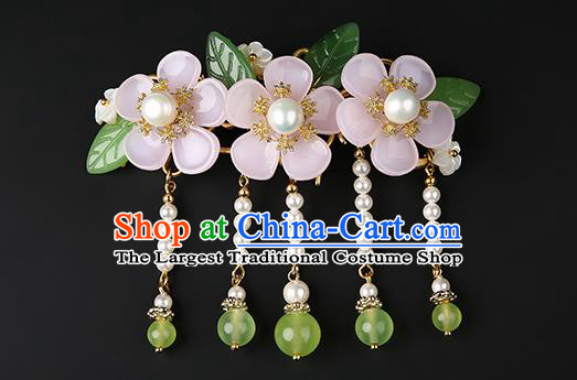 Chinese Classical Song Dynasty Beads Tassel Hair Claw Hanfu Hair Accessories Handmade Ancient Princess Flowers Hairpins for Women