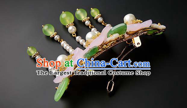 Chinese Classical Song Dynasty Beads Tassel Hair Claw Hanfu Hair Accessories Handmade Ancient Princess Flowers Hairpins for Women