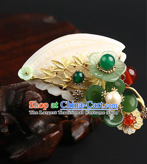Chinese Classical Jade Hair Crown Hanfu Hair Accessories Handmade Ancient Song Dynasty Imperial Concubine Hairpins for Women