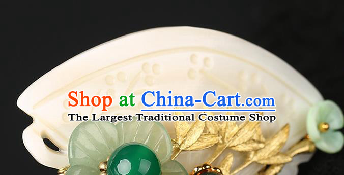 Chinese Classical Jade Hair Crown Hanfu Hair Accessories Handmade Ancient Song Dynasty Imperial Concubine Hairpins for Women