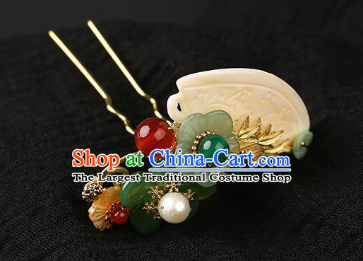 Chinese Classical Jade Hair Crown Hanfu Hair Accessories Handmade Ancient Song Dynasty Imperial Concubine Hairpins for Women