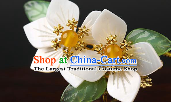 Chinese Classical White Flowers Hair Clip Hanfu Hair Accessories Handmade Ancient Princess Hairpins for Women