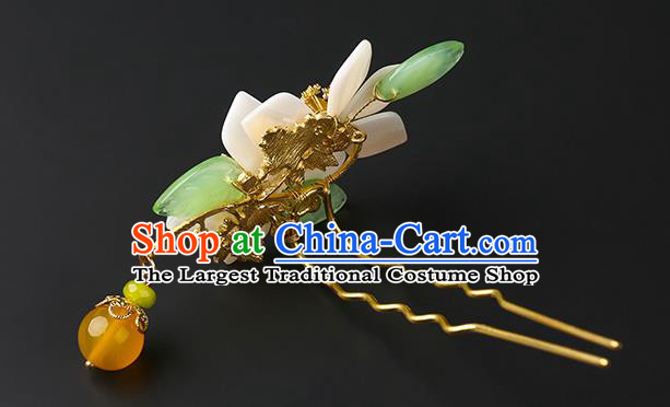 Chinese Classical White Flowers Hair Clip Hanfu Hair Accessories Handmade Ancient Princess Hairpins for Women