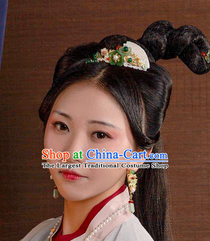Chinese Classical Jade Hair Crown Hanfu Hair Accessories Handmade Ancient Song Dynasty Imperial Concubine Hairpins for Women
