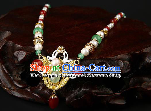 Chinese Classical Agate Eyebrows Pendant Hanfu Hair Accessories Handmade Ancient Princess Pearls Hair Clasp for Women