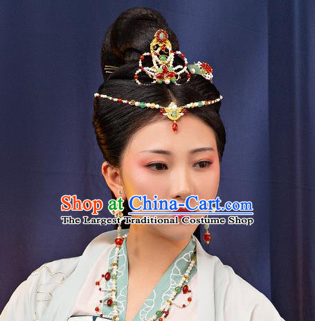 Chinese Classical Agate Eyebrows Pendant Hanfu Hair Accessories Handmade Ancient Princess Pearls Hair Clasp for Women