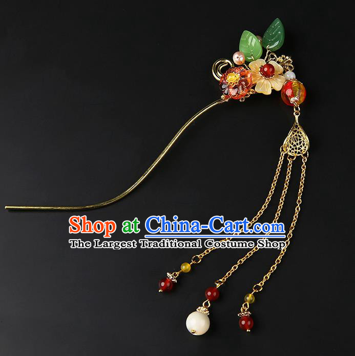 Chinese Classical Golden Tassel Hair Clip Hanfu Hair Accessories Handmade Ancient Princess Plum Blossom Hairpins for Women
