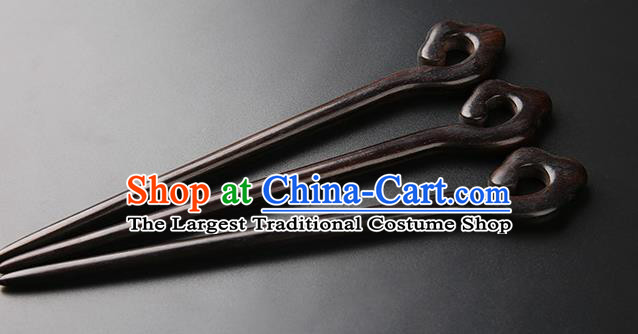 Chinese Classical Ebony Hair Clip Hanfu Hair Accessories Handmade Ancient Princess Wood Hairpins for Women