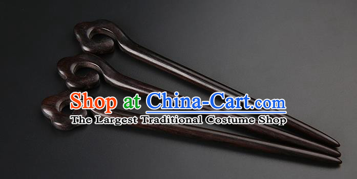 Chinese Classical Ebony Hair Clip Hanfu Hair Accessories Handmade Ancient Princess Wood Hairpins for Women