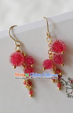 Handmade Chinese Ear Accessories Classical Eardrop Ancient Women Hanfu Waxberry Earrings