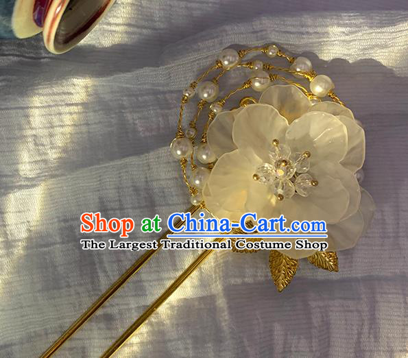 Chinese Classical Silk Flowers Hair Clip Hanfu Hair Accessories Handmade Ancient Princess Hairpin for Women