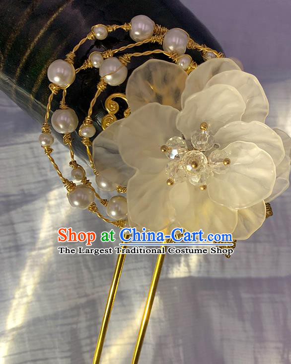 Chinese Classical Silk Flowers Hair Clip Hanfu Hair Accessories Handmade Ancient Princess Hairpin for Women
