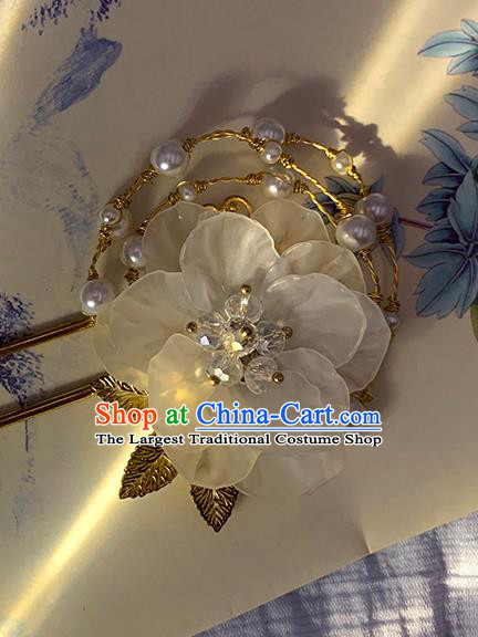 Chinese Classical Silk Flowers Hair Clip Hanfu Hair Accessories Handmade Ancient Princess Hairpin for Women