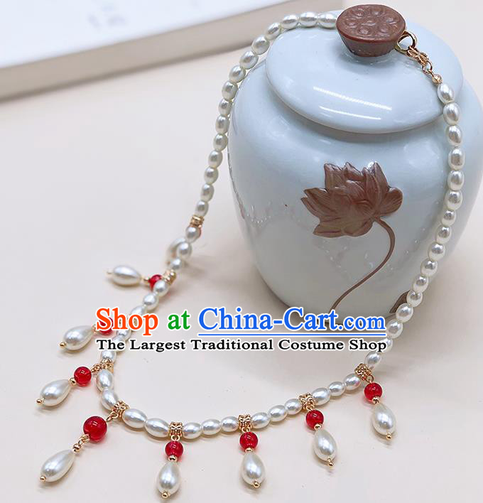 Chinese Classical Hair Clasp Women Hanfu Hair Accessories Handmade Ancient Princess Red Beads Eyebrows Pendant