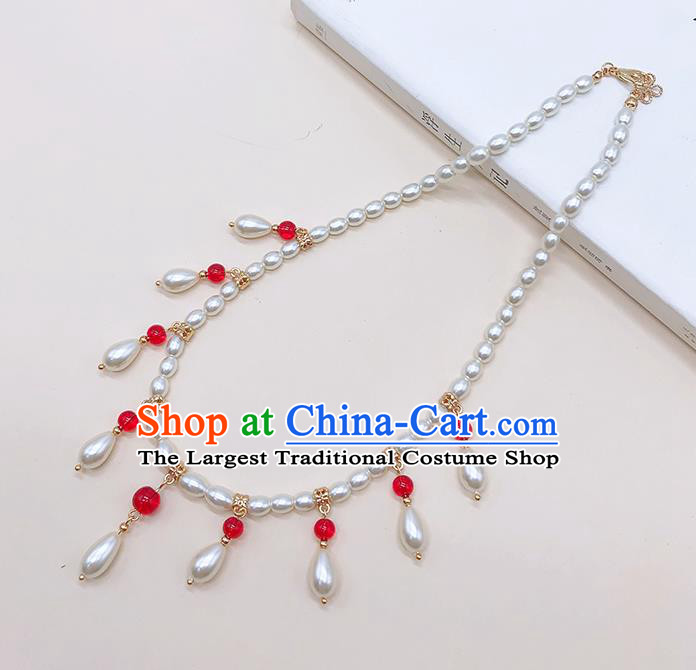 Chinese Classical Hair Clasp Women Hanfu Hair Accessories Handmade Ancient Princess Red Beads Eyebrows Pendant