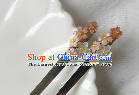 Chinese Classical Sakura Hair Clip Hanfu Hair Accessories Handmade Ancient Princess Shell Flowers Hairpins for Women