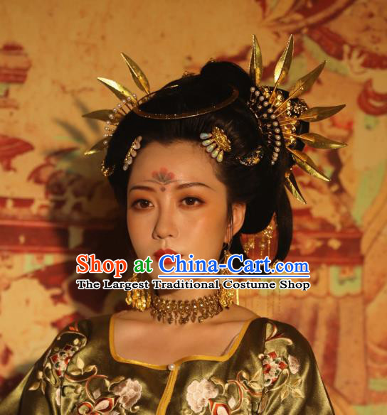 Chinese Classical Dance Hair Clip Women Hanfu Hair Accessories Handmade Ancient Tang Dynasty Court Hairpins Complete Set