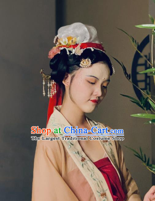 Chinese Ancient Imperial Concubine Hairpin Hanfu Hair Accessories Handmade Song Dynasty Court Women Hair Crown Complete Set
