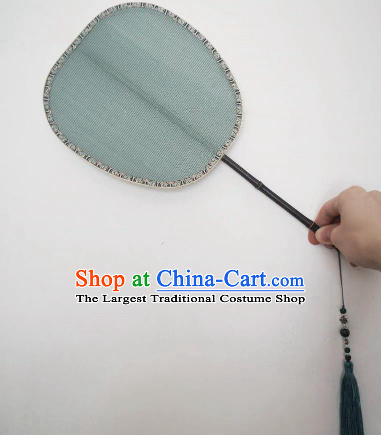 Chinese Classical Ancient Hanfu Light Blue Silk Fan Song Dynasty Princess Palm Leaf Palace Fans