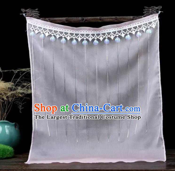 Chinese Classical Ancient Palace Lady Face Veil Hanfu Wigs Tang Dynasty Imperial Concubine Pink Chiffon Veil Mask Accessories