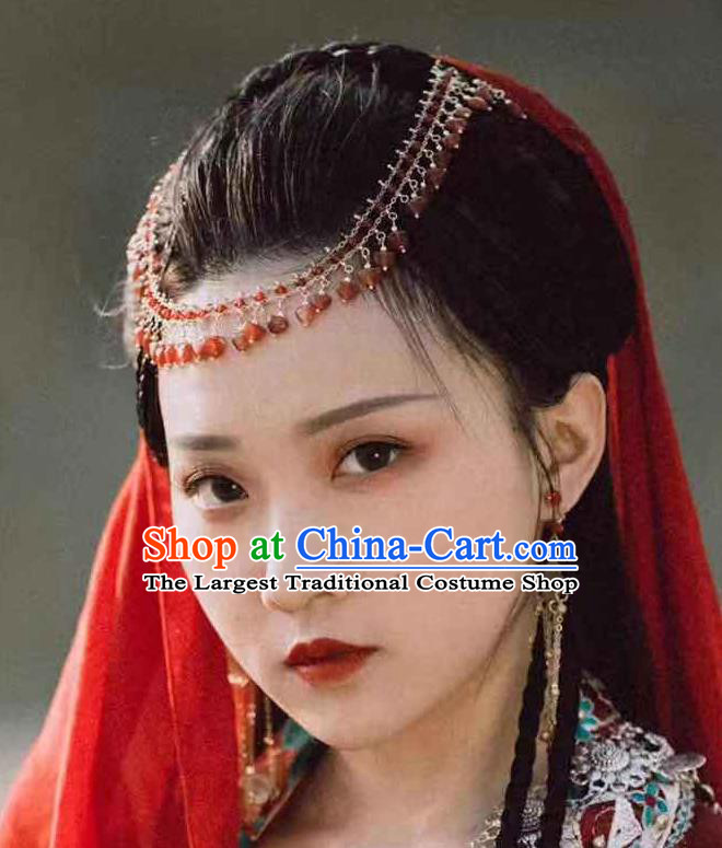 Chinese Ancient Swordswoman Frontlet Hairpins Hair Accessories Handmade Tang Dynasty Princess Hair Stick