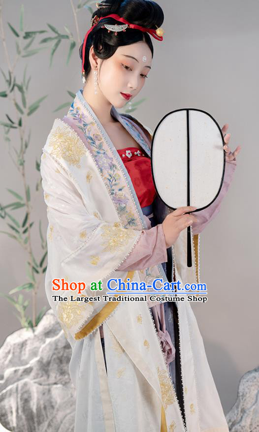 Chinese Ancient Court Female Hanfu Dresses Traditional Song Dynasty Imperial Concubine BeiZi Embroidered Blouse and Skirt Historical Costumes