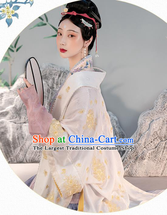 Chinese Ancient Court Female Hanfu Dresses Traditional Song Dynasty Imperial Concubine BeiZi Embroidered Blouse and Skirt Historical Costumes